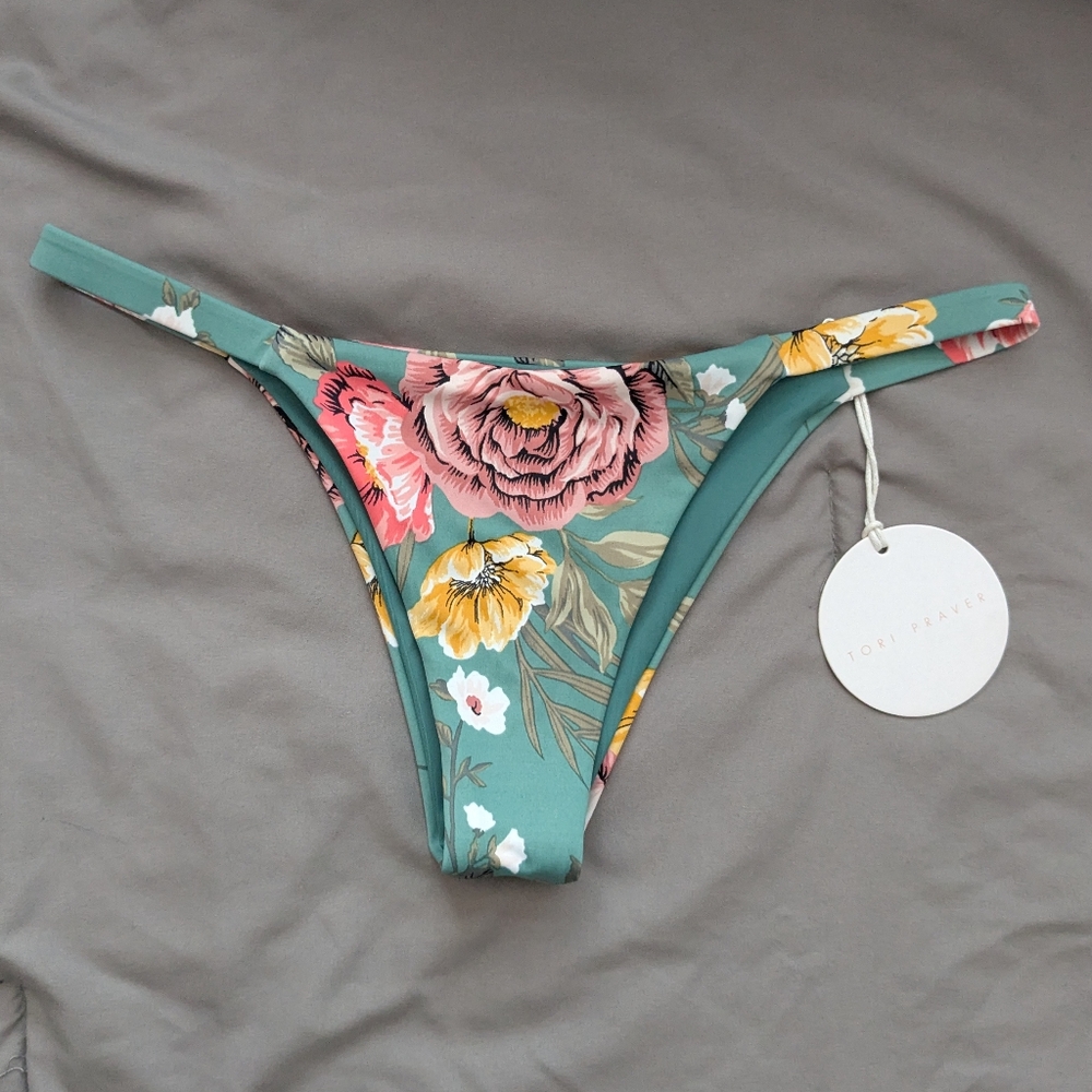 Tori Praver Blake bikini bottom cheeky green floral
